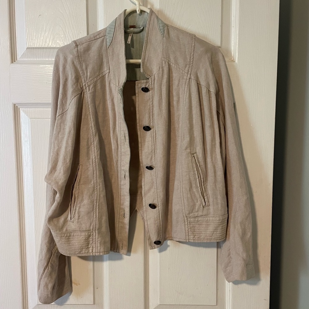 Free People Linen Blend Lightweight Jacket